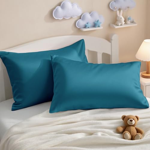 Toddler Pillows with Pillowcases Set (Slate Blue (Cotton) / 13x18 Inch (Pack of 2))