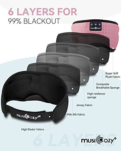 Sleep Headphones Bluetooth 5.4 Sleep Mask with HD Sound (Rose Pink)