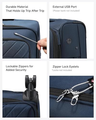 Expandable Softside Carry On Suitcase (Blue Black / Carry-on 20 inch)