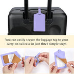 4 Pack Leather Luggage Tags for Suitcases Travel Labels Purple (Purple)