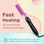 Electric Hot Comb Hair Straightener Heat Pressing Comb Curling Flat Iron Curler Hair Straightener Brush for Natural Black (Violet)
