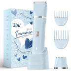 2-in-1 Bikini Trimmer for Women, Travel Razors, Beach Essentials (Blue)