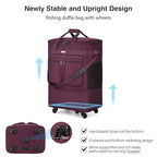 Expandable Luggage Bags for Travel Collapsible Suitcase with Wheels (Purple)