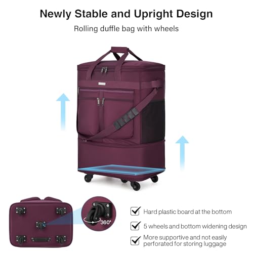 Expandable Luggage Bags for Travel Collapsible Suitcase with Wheels (Purple)