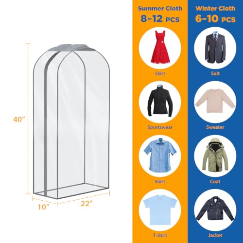 Garment Bags for Fur Coat Suit Bags for Closet Storage 40 in (40"-4pcs-10" Gussted)