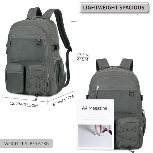Multi Pocket Backpack for School College Travel (Dark Grey)
