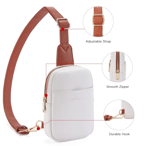 Crossbody Bags for Women Leather Cross Body Sling Bag for Woman Travel Beige Brown (1-beige/Brown)