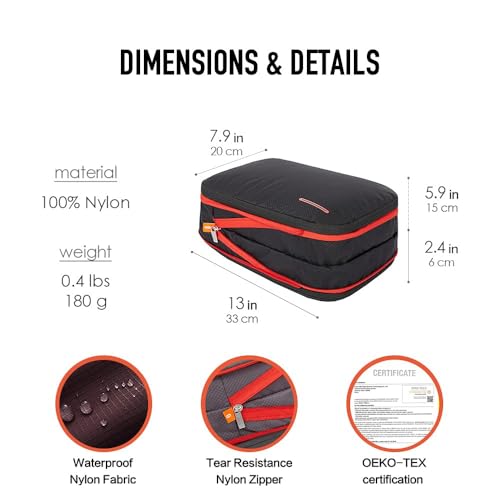 BeeNesting Compression Packing Cubes 2 set for travel carry on Small Luggage Organizer Bags with Double (Blue Red / 2 Pack(9L+9L))