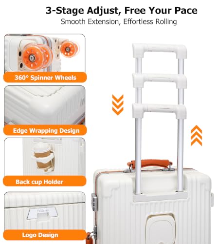 PC Hardside Carry On Luggage (A8-Ivory Tangerine (zipperless closure) / 20.8")