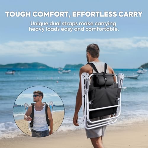 Backpacking Beach Chairs for Adults (Xl Black-1pack)