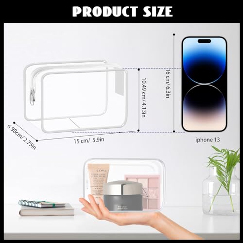 16 Pieces Small Clear Makeup Bag PVC Zippered Pouches (16pcs White S)