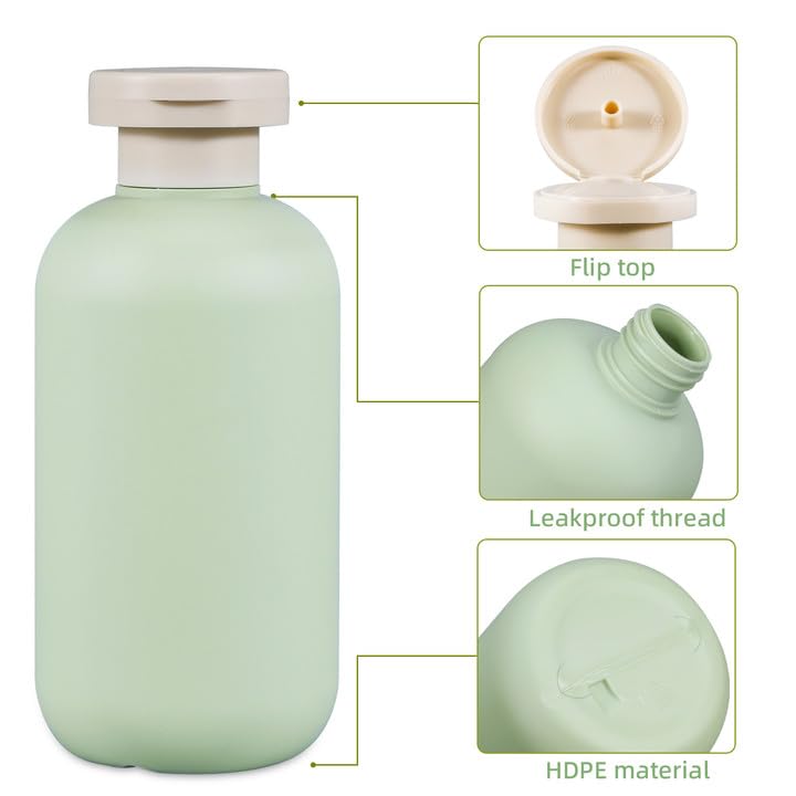 10 oz Plastic Travel Shampoo Bottles (Green+Blue / 300ml/10 oz)