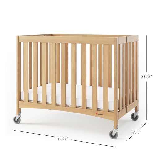 Travel Sleeper Wood Compact Folding Crib and Mattress Bundle (Compact)