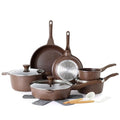 16Pcs Pots and Pans Set Non Stick (Toffee Brown)