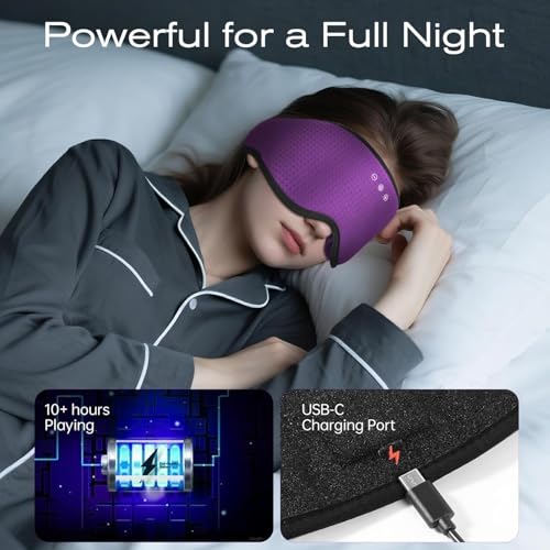 Sleep Mask with Bluetooth 5.4 Headphones (Purple)