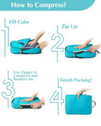 5 Piece Compression Packing Cubes with Laundry Bag (5-Blue / 5 Set)