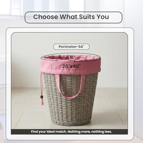 LFH Home Large Premium Cotton Rich Canvas Laundry Bag with Drawstring and Handles Heavy Duty (28"x40" (Pack of 2) / Pink)