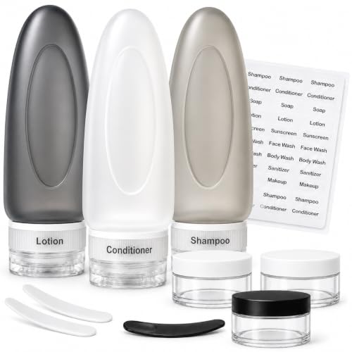 Leak Proof Travel Bottles (3oz 10pc - Gray/White/Black)