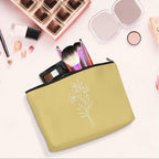 Minimalist Line Art Wildflower Makeup Bag Cosmetic Bags for Women (Yellow Flowers 1820)