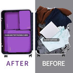 4 Set/6 Set/8 Set Compression Packing Cubes Travel Accessories Expandable Packing Organizers (Cloth Pattern, 4-Purple) (4-Purple / Cloth Pattern)