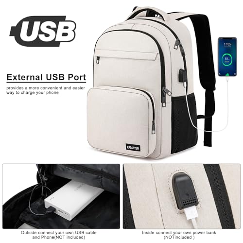 Backpack for School (Beige / 15.6 Inch)