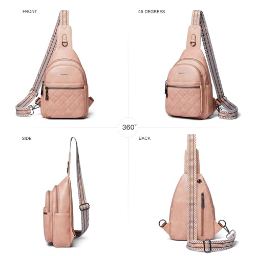 Sling Bag For Women Fanny Pack Crossbody Travel Shoulder Belt Bags Tote Backpack Purse Faux Leather Light Pink (Light Pink)