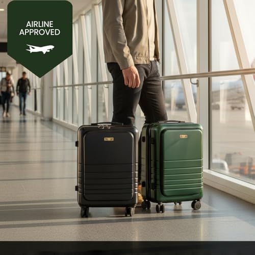 Hardside Carry On Luggage 22x14x9 Airline Approved (Olive Green)
