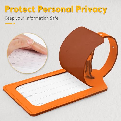 12 Pack Luggage Tags for Suitcases Airplane Travel Essentials (Hot Orange)