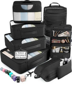 10 Set 8 Set Packing Cubes for Travel Essentials (01 Black)