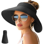 Sun Hats for Women Wide Brim Roll (One Size / Black)