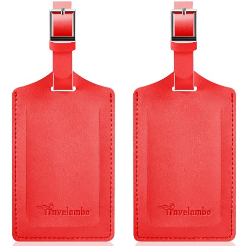 2 Pack Luggage Tags for Suitcases Airplane Travel Essentials (Classic Red)