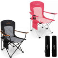 Oversized Padded Camping Chair 2 Pack 350 LBS Capacity Heavy Duty Quad Chair with Lumbar (Balck Pink / Twin Pack)