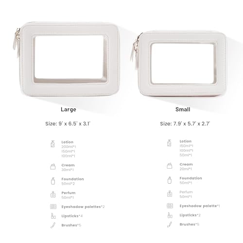 Clear Makeup Bag Organizer (Off-White / Large Glam)