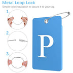 2 Pack Initial Luggage Tags for Suitcases Airplane Travel Essentials (Large P / Blue)