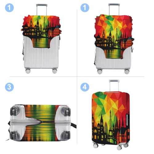 Colorful City Luggage Cover Washable Suitcase Protector Anti (Colorful City / S(20-22inch suitcase))