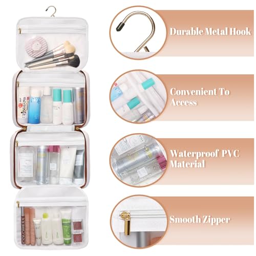 Toiletry Bag for Women Hanging Travel Toiletry Bag with Hook (P-Beige)