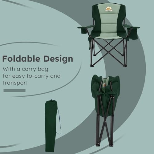 Oversized Heavy Duty Camping Chairs (Dark Green / Twin Pack)