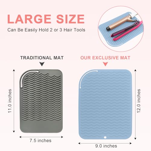 Plus Size Silicone Heat Resistant Mat for Hair Tools (Blue)