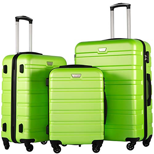 Luggage Set 3 Piece Lightweight Durable Hardshell (Apple Green)
