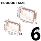 6 Pack Travel Toiletry Bag (6 Packs Rose Pink)