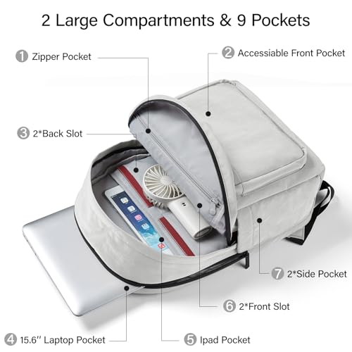 Travel Backpack for Women Men (15.6 inch / Grey)