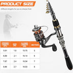 Collapsible Telescopic Fishing Rod Pole and Reel Combo Starter Kit (2PACK Full Kit with Carrier Case / 2.4m 7.87ft)