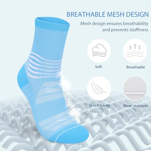 Crew Compression Socks for Women Men with Ankle Arch Support Plantar Fasciitis Relief 3 Pairs (X-Large / Pink+purple+blue(3 Pairs))