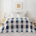 Sherpa Throw Blanket Reversible Large Big King Size Flannel Blankets for Bed (Grey-blue / 90"*108")