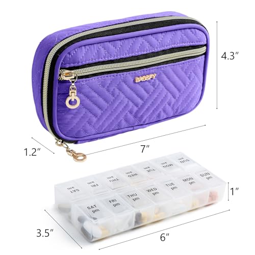 Pill Organizer Case 2 Times a Day (Purple / Large)