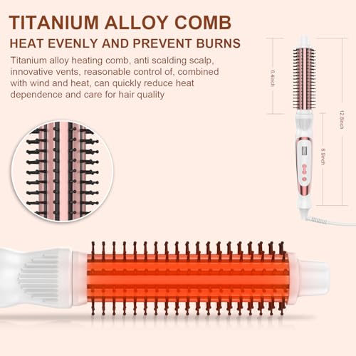 Thermal Brush 1 Inch Curling Iron Volumizing Heated Round Brush (White / 1 inch)
