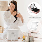 Travel Makeup Bag with LED Lighted Mirror (PINK)