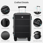 Expandable Large Checked Luggage (Jet Black / 28 Inch EXT)
