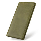 Leather Checkbook Cover Wallet for Men with RFID Blocking (Olive Green)