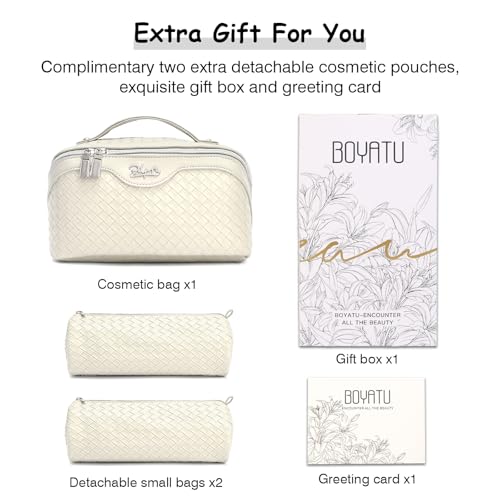 Travel Makeup Bag Cosmetic Bags for Women (L09 Beige)